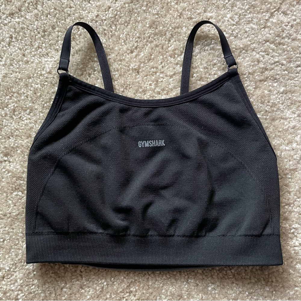 Gymshark FLEX STRAPPY SPORTS BRA black / charcoal Light Support workout small XS